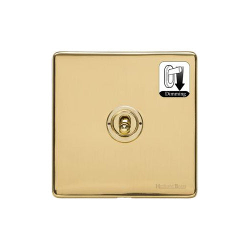 Vintage Range Unlacquered Polished Brass Switches & Sockets, XUL - 1 Gang Dimming Toggle Switch by Heritage Brass By M-Marcus