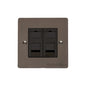 Elite Flat Plate Range Matt Bronze Switches & Sockets, T09 - 2 Gang Secondary Line Socket by Heritage Brass By M-Marcus