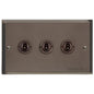 Elite Stepped Plate Range Matt Bronze Switches & Sockets, S09 - 3 Gang Toggle Switch by Heritage Brass By M-Marcus
