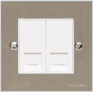 Bauhaus Range Satin Nickel, BH5 - 2 Gang CAT6