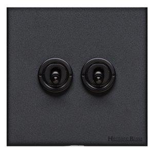 Windsor Range Jet Black (Project Finish) 2 Gang 2-Way Stockholm Toggle Switch