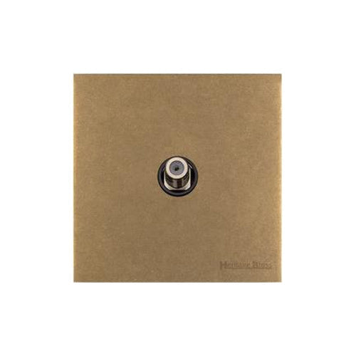Windsor Range Aged Brass Switches & Sockets, WN50 - 1 Gang Satellite Socket by Heritage Brass By M-Marcus