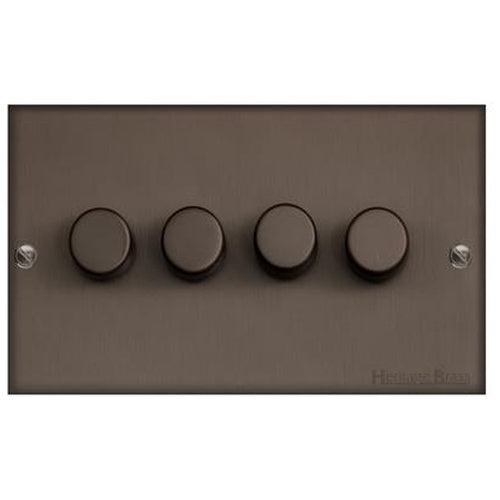 Heritage Brass Stylist Bronze Low Profile Plate - Square Edge - 4 Gang TED Dimmer (Compatible with LED Lamps) -Type RL9 by Heritage Brass By M-Marcus