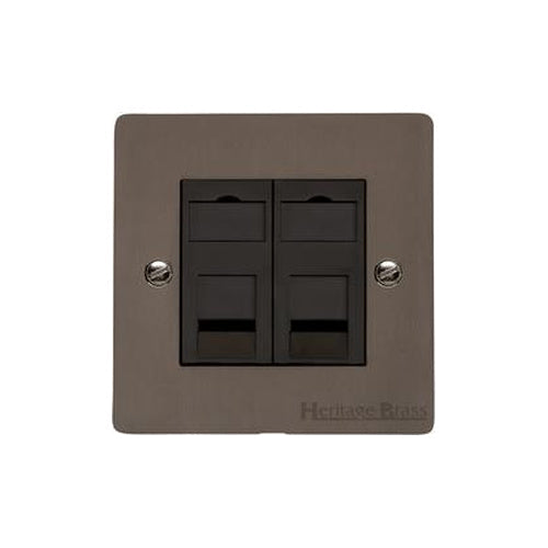 Heritage Brass Stylist Bronze Flat Plate - Round Edge - 2 Gang Secondary Line Socket - Type L9 by Heritage Brass By M-Marcus
