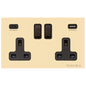 Windsor Range Polished Brass Switches & Sockets, WN1 - 2G 13A Socket with USB-A+C by Heritage Brass By M-Marcus
