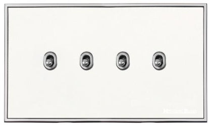 Executive Range Matt White with Polished Chrome, EX20 - 4 Gang Stockholm Toggle