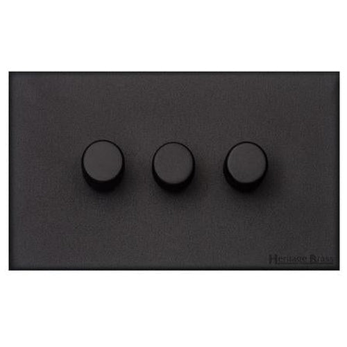 Windsor Range Jet Black (Project Finish) 3 Gang TED Dimmer (Compatible with LED Lamps) by Heritage Brass By M-Marcus