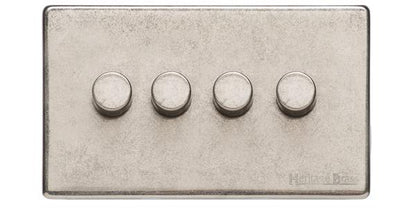 Vintage Range Rustic Nickel, XRN - 4 Gang TED Dimmer (Compatible with LED Lamps)