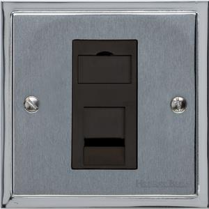 Elite Stepped Plate Range Satin Chrome, S03 - 1 Gang CAT6