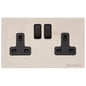 Windsor Range Satin Nickel Switches & Sockets, WN5 - Double Socket (13 Amp) by Heritage Brass By M-Marcus