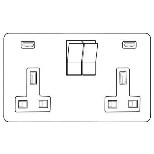 Windsor Range Matt Bronze Switches & Sockets, WN9 - 2G 13A Socket with USB-C+C by Heritage Brass By M-Marcus