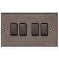 Heritage Brass Stylist Bronze Low Profile Plate - Square Edge - 4 Gang 2-Way Rocker Switch -Type RL9 by Heritage Brass By M-Marcus