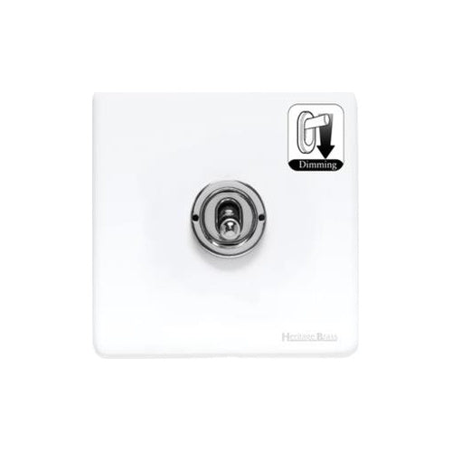 Vintage Range Matt White Switches & Sockets, XWH - 1 Gang Dimming Toggle Switch by Heritage Brass By M-Marcus