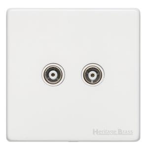 Vintage Range Gloss White, XGL - 2 Gang TV Coaxial Socket