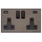 Richmond Elite Range Matt Bronze Switches & Sockets, LP9 - 2G 13A Socket with USB-A+C by Heritage Brass By M-Marcus