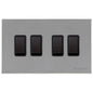 Windsor Range Satin Chrome Silk Switches & Sockets, WN35 - 4 Gang Rocker Switch by Heritage Brass By M-Marcus