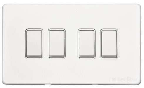 Vintage Range Gloss White, XGL - 4 Gang Rocker Switch