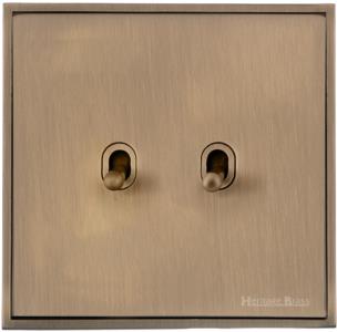 Executive Range Antique Brass, EX91 - 2 Gang Stockholm Toggle
