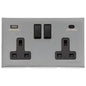 Windsor Range Satin Chrome Silk Switches & Sockets, WN35 - 2G 13A Socket with USB-A+C by Heritage Brass By M-Marcus