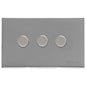 Windsor Range Satin Chrome Silk Switches & Sockets, WN35 - 3 Gang Dimmer 250 watts (Compatible with halogen/ incandescent bulbs) by Heritage Brass By M-Marcus