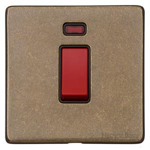 Vintage Range Rustic Brass, XRB - 45A DP Cooker Switch with Neon (single plate)