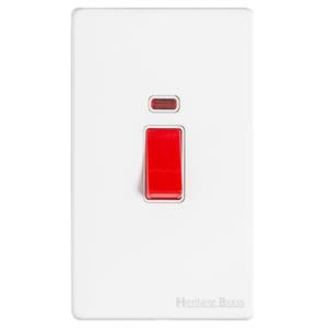Vintage Range Matt White, XWH - 45A DP Cooker Switch with Neon (tall plate)