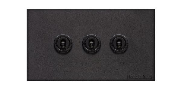 Windsor Range Jet Black (Project Finish) 3 Gang 2-Way Classic Toggle Switch
