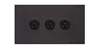 Windsor Range Jet Black (Project Finish) 3 Gang 2-Way Classic Toggle Switch
