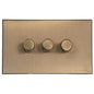Windsor Range Antique Brass Switches & Sockets, WN91 - 3 Gang TED Dimmer (Compatible with LED Lamps) by Heritage Brass By M-Marcus