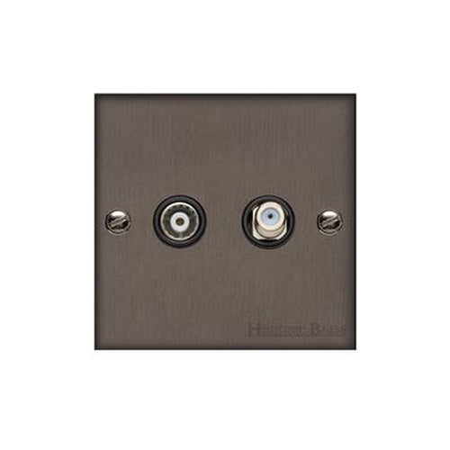 Heritage Brass Stylist Bronze Low Profile Plate - Square Edge - TV/Satellite Socket -Type RL9 by Heritage Brass By M-Marcus