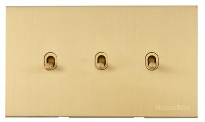 Winchester Range Satin Brass, W44 - 3 Gang Stockholm Toggle
