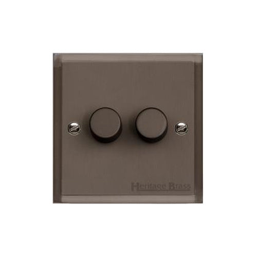 Elite Stepped Plate Range Matt Bronze Switches & Sockets, S09 - 2 Gang TED Dimmer (Compatible with LED Lamps) by Heritage Brass By M-Marcus