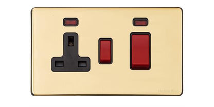 Vintage Range Unlacquered Polished Brass, XUL - 45A Cooker Unit + 13A Socket