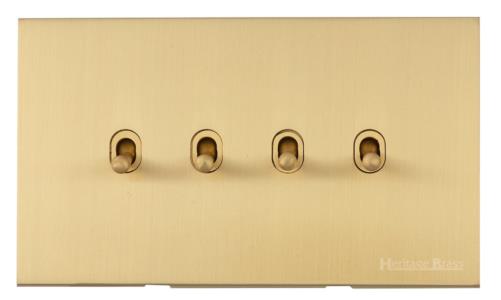Winchester Range Satin Brass, W44 - 4 Gang Stockholm Toggle