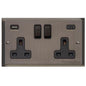 Elite Stepped Plate Range Matt Bronze Switches & Sockets, S09 - 2G 13A Socket with USB-A+C by Heritage Brass By M-Marcus