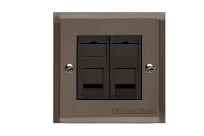 Elite Stepped Plate Range Matt Bronze, S09 - 2 Gang CAT6