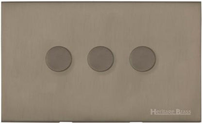 Windsor Range Aged Pewter, WAP - 3 Gang TED Dimmer (Compatible with LED Lamps)