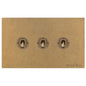 Windsor Range Aged Brass Switches & Sockets, WN50 - 3 Gang Toggle Switch by Heritage Brass By M-Marcus