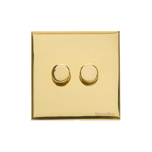Windsor Range Polished Brass Switches & Sockets, WN1 - 2 Gang TED Dimmer (Compatible with LED Lamps) by Heritage Brass By M-Marcus
