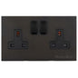 Windsor Range Dark Antique Bronze Switches & Sockets WN95 - Double Socket (13 Amp) by Heritage Brass By M-Marcus