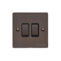 Heritage Brass Stylist Bronze Flat Plate - Round Edge - 2 Gang 2-Way Rocker Switch Type L9 by Heritage Brass By M-Marcus