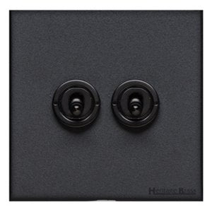 Windsor Range Jet Black (Project Finish) 2 Gang 2-Way Classic Toggle Switch