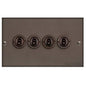 Heritage Brass Stylist Bronze Low Profile Plate - Square Edge - 4 Gang 2-Way Classic Toggle Switch -Type RL9 by Heritage Brass By M-Marcus