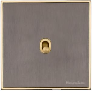Executive Range Satin Black Nickel with Polished Brass, EX16 - 1 Gang Intermediate Stockholm Toggle