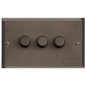 Elite Stepped Plate Range Matt Bronze Switches & Sockets, S09 - 3 Gang TED Dimmer (Compatible with LED Lamps) by Heritage Brass By M-Marcus