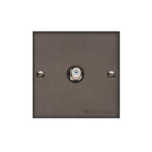 Heritage Brass Stylist Bronze Low Profile Plate - Square Edge - 1 Gang Satellite Socket -Type RL9 by Heritage Brass By M-Marcus