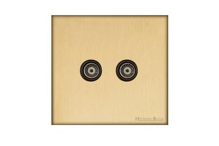 Windsor Range Matt Brass Switches & Sockets, WN40 - TV/FM Diplexed Socket by Heritage Brass By M-Marcus