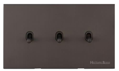 Winchester Range Matt Bronze, W09 - 3 Gang Stockholm Toggle