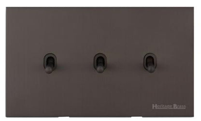 Winchester Range Matt Bronze, W09 - 3 Gang Stockholm Toggle