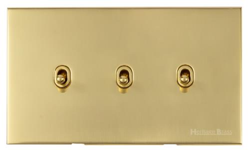 Winchester Range Polished Brass, W01 - 3 Gang Stockholm Toggle